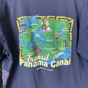 Princess Cruises Transit Panama Canal T-Shirt Mens Medium Navy Blue Souvenir Tee